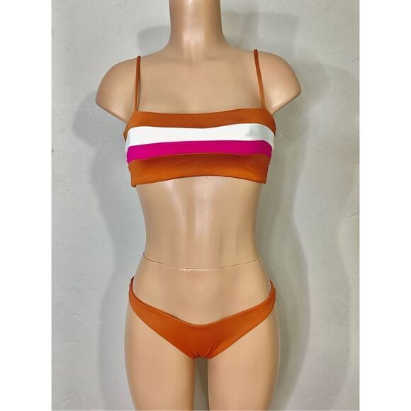 New. L*SPACE Rebel stripe bikini set. L/M. Retails $178 - Picture 8 of 12